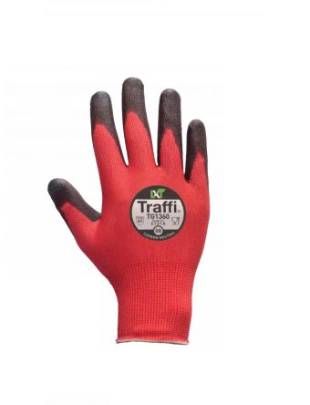 Traffi Traffi Red Elastane Chemical Resustant, Cut Resistant, Dry Environment, Heat Resistant, Oil Resistant Work [TG1360-RD-6-PACK]; 611-126