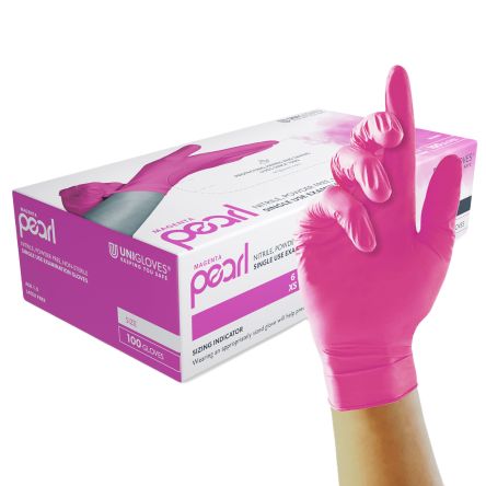 Unigloves Pearl GP Pink Powder-Free Nitrile Disposable Gloves, Size Large, 100Gloves per Pack [GP8504]; 611-246