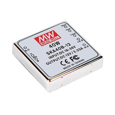 MEAN WELL SKA DC-DC Converter, 12V dc/ 0.3 → 3.33A Output, 18 → 36 V dc Input, 40W, Through Hole, +80°C [SKA40B-12]; 611-407