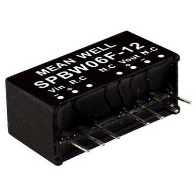 MEAN WELL SPB DC-DC Converter, 12V dc/ 0 → 500A Output, 18 → 75 V dc Input, 6W, Through Hole, +85°C Max [SPBW06G-12]; 611-411