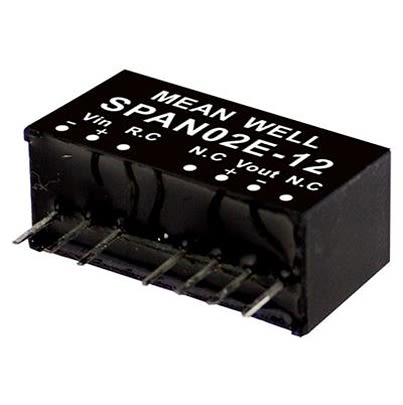 MEAN WELL SPA DC-DC Converter, 5V dc/ 0 → 400mA Output, 18 → 36 V dc Input, 2W, Through Hole, +90°C Max [SPAN02B-05]; 611-413