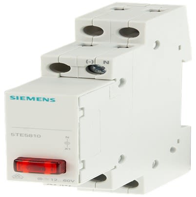 Siemens, 5TE5810, Panel Red LED Pilot Light, IP20, Rectangular, 12 → 60V ac [5TE5810]; 613-306