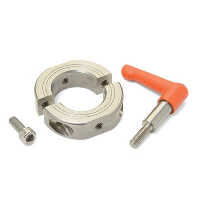 Ruland Shaft Collar, Two Piece, Clamp, Bore 25mm, OD 45mm, W 15mm, 303 Stainless Steel [LVO-OF-MSP-25-SS]; 614-159