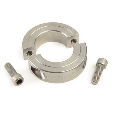 Ruland Shaft Collar, Two Piece, Clamp, Bore 21mm, OD 42mm, W 15mm, Stainless Steel 316 [MSP-21-ST]; 614-956