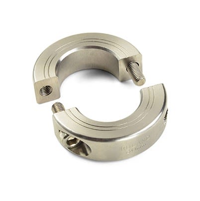 Ruland Shaft Collar, Two Piece, Clamp, Bore 19mm, OD 40mm, W 15mm, 303 Stainless Steel [MSPB-19-SS]; 615-538