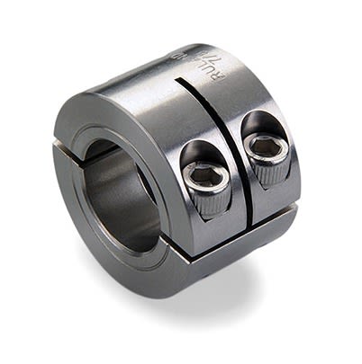 Ruland Shaft Collar, Two Piece, Clamp, Bore 25mm, OD 45mm, W 31.6mm, 303 Stainless Steel [MWSP-25-SS]; 615-880