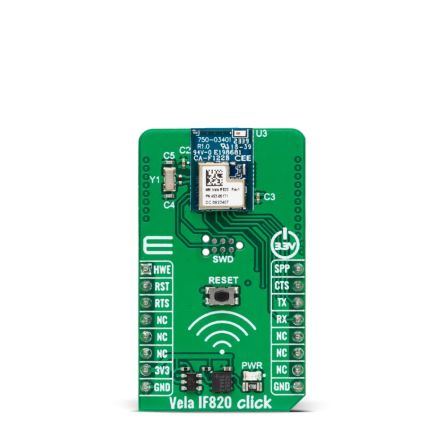 MikroElektronika Vela IF820 Click Sensor Add-On Board Add On Board for Bluetooth Module with Antenna Industrial [MIKROE-6513]; 616-987