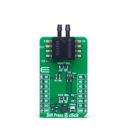 MikroElektronika Diff Press 5 Click Sensor Add-On Board Add On Board for Pressure Sensor Industrial [MIKROE-6527]; 616-994