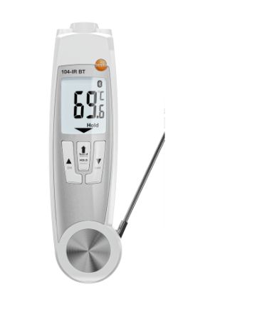 Testo TESTO 104-IR BT Infrared Thermometer, -50°C Min, +50°C Max, ±1 Accuracy, °C Measurements [0560 1045 60]; 619-167