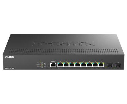 D-Link Multi-Gigabit Smart Managed PoE+ Switch with 2 x 10G SFP+ ports, Managed 10 Port Network Switch With PoE UK [DMS-1250-10SP/B]; 619-667