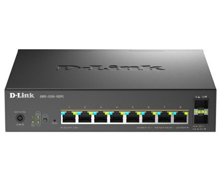 D-Link Multi-Gigabit Smart Managed PoE+ Switch with 2 x 10G SFP+ ports, Managed 10 Port Network Switch With PoE UK [DMS-1250-10SPL/B]; 619-669