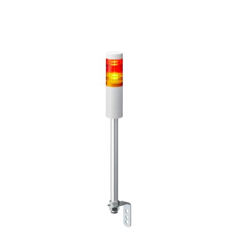 Patlite LR5 Series Amber, Red Signal Tower, 2 Lights, 24 V dc, Pole Mount [LR5-202LENW-RY]; 621-248