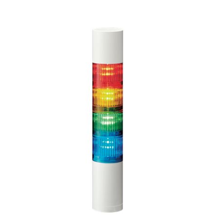 Patlite LR5 Series Red/Green/Amber/Blue Buzzer Signal Tower, 4 Lights, 24 V dc, Direct Mount [LR5-402WEBW-RYGB]; 621-250