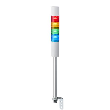 Patlite LR5 Series Red/Green/Amber/Blue Buzzer Signal Tower, 4 Lights, 24 V dc, Pole Mount [LR5-402LEBW-RYGB]; 621-255