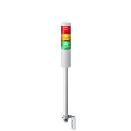 Patlite LR5 Series Amber, Green, Red Signal Tower, 3 Lights, 24 V dc, Pole Mount [LR5-302LENW-RYG]; 621-257