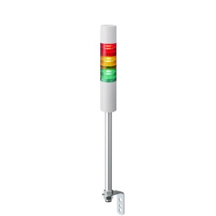 Patlite LR5 Series Amber, Green, Red Buzzer Signal Tower, 3 Lights, 24 V dc, Pole Mount [LR5-302LEBW-RYG]; 621-258