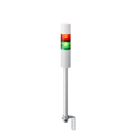 Patlite LR5 Series Green, Red Buzzer Signal Tower, 2 Lights, 24 V dc, Pole Mount [LR5-202LEBW-RG]; 621-259