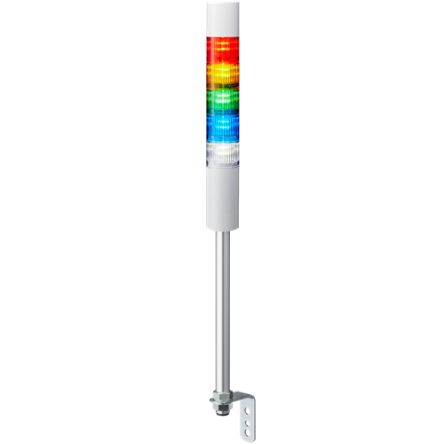 Patlite LR5 Series Amber, Blue, Green, Red, White Buzzer Signal Tower, 5 Lights, 24 V dc, Pole Mount [LR5-502LEBW-RYGBC]; 621-265