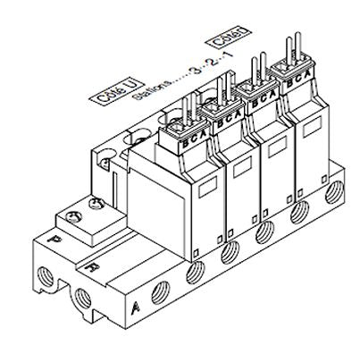 SMC VV3Q series 4 station Manifold Base for use with Valve, VV3Q12-04-Q [VV3Q12-04-Q]; 623-281