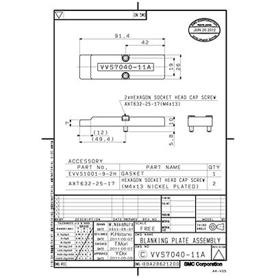 SMC VVS7040 Blanking Plate, VVS7040-11A [VVS7040-11A]; 623-318