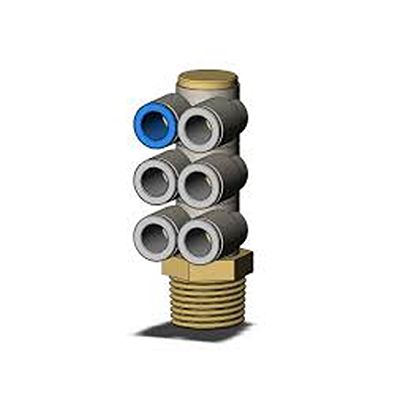 SMC KQ2Z Series Elbow Fitting, Push In 8 mm to R 3/8 Male, Threaded-to-Tube Connection Style, KQ2ZT08-03AS-X35 [KQ2ZT08-03AS-X35]; 623-963