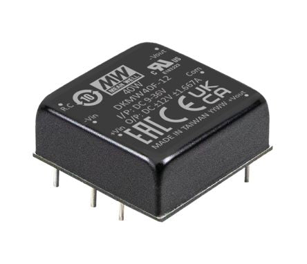 MEAN WELL DKMW40 DC-DC Converter, ±15V dc/ ±0 to 1333mmA Output, 9 → 36 V dc Input, 40W, Surface Mount, +80°C [DKMW40F-15]; 624-537
