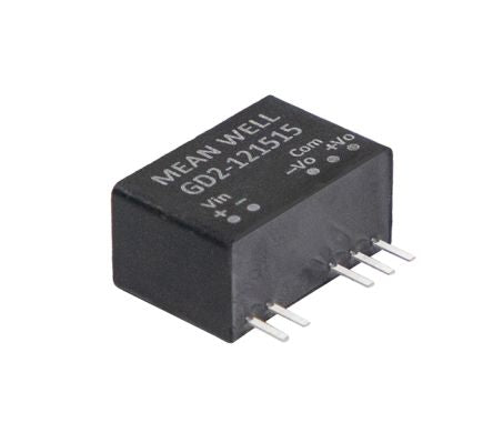 MEAN WELL GD2 DC-DC Converter, 20/-5V dc/ ±8 → 80mA Output, 10.8 → 13.2 V dc Input, 2W, Surface Mount, [GD2-122005]; 624-546