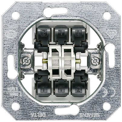 Siemens 2 Way Rocker Switch Grid Module 10A, DELTA Series [5TA2118-0KK]; 626-968