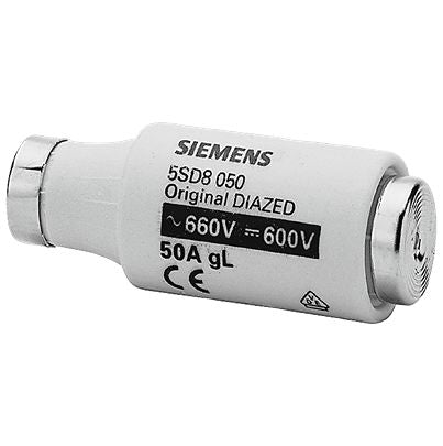Siemens 50A DIIImm Bottle Fuse, M18 Thread Size, gG, 690V [5SD8050]; 626-971