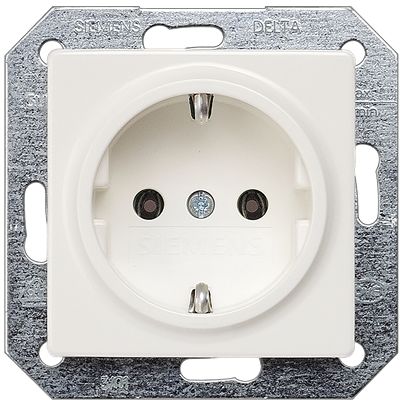 Siemens DELTA White Plug Socket, 16A, Schuko [5UB1100-5KK]; 626-987