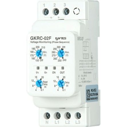 ENTES Voltage Monitoring Relay, 3 Phase, SPDT, DIN Rail [GKRC-03F]; 628-900