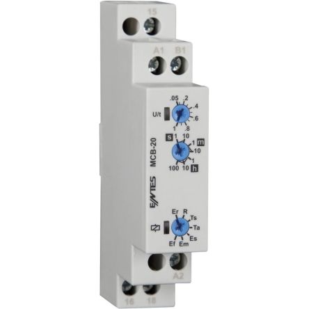 ENTES MCB Series DIN Rail Mount Timer Relay, 12 → 240V ac, 1-Contact, 0.1 sec → 100 hrs, SPDT [MCB-20]; 628-904