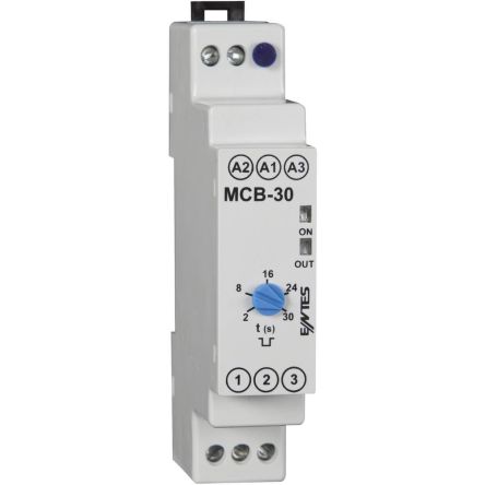 ENTES MCB Series DIN Rail Mount Timer Relay, 12 → 240V ac, 1-Contact, 2 → 30s, SPDT [MCB-30]; 628-906