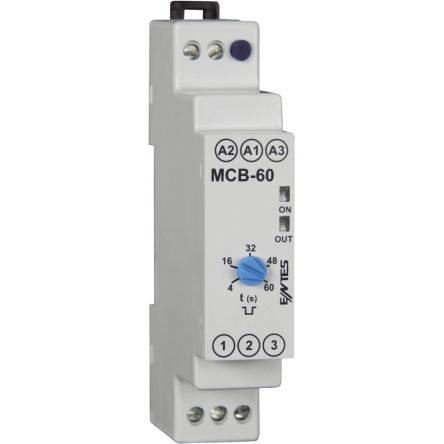 ENTES MCB Series DIN Rail Mount Timer Relay, 12 → 240V ac, 1-Contact, 4 sec → 30 sec, SPDT [MCB-60]; 628-907