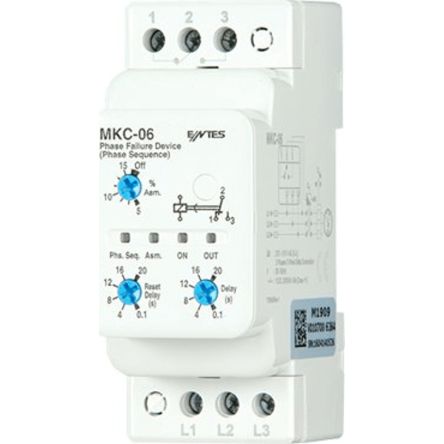 ENTES Phase Monitoring Relay, 3 Phase, SPDT, DIN Rail [MKC-06]; 628-915