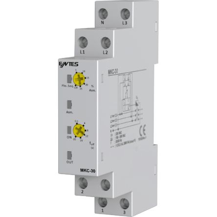 ENTES Phase Monitoring Relay, 3 Phase, SPDT, DIN Rail [MKC-30]; 628-916