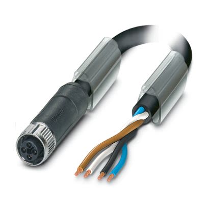 Phoenix Contact 0-PUR/M12FST, SAC-4P-20 1.5 mm² 4 Core Power Cable, Black/Grey Polyurethane PUR, 20m [1421305]; 629-546