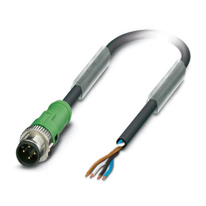 Phoenix Contact Straight Male 4 way M12 to Sensor Actuator Cable, 2m [1412069]; 629-578