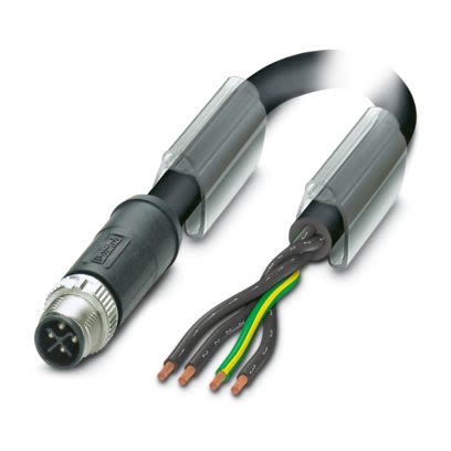 Phoenix Contact 3-PUR PE, SAC-4P-M12MSS/ 3 1.5 mm² 4 Core Power Cable, Black/Grey Polyurethane PUR, 3.3m [1425405]; 629-589