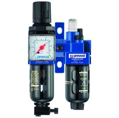 PREVOST G 1/4 FRL Assembly, Automatic Drain, 25μm Filtration Size Integrated Pressure Gauge [KTB SM1]; 629-762