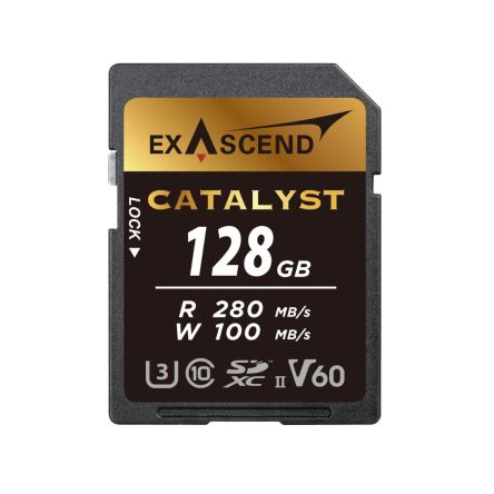 Exascend 128 GB SDXC SD Card, Class 10, UHS-II (U3), V60 [EX128GSDV60]; 630-085
