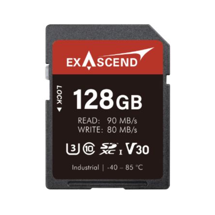 Exascend 128 GB Industrial SDXC SD Card, Class 10, UHS-1 (U3), V30 [EX128GSDV30-IDE]; 630-090