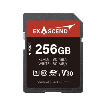 Exascend 256 GB Industrial SDXC SD Card, Class 10, UHS-1 (U3), V30 [EX256GSDV30-IDE]; 630-091