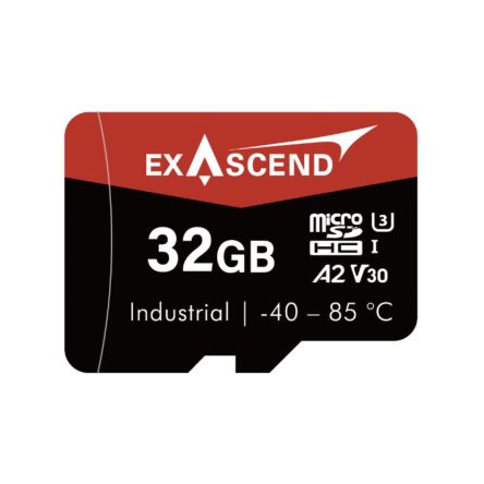 Exascend 32 GB Industrial MicroSDHC Micro SD Card, A2, Class 10, UHS-1 (U3), V30 [EX32GUSDV30-IDE]; 630-094