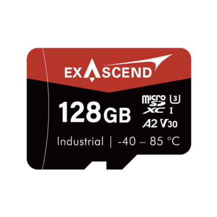 Exascend 128 GB Industrial MicroSDXC Micro SD Card, A2, Class 10, UHS-1 (U3), V30 [EX128GUSDV30-IDE]; 630-096
