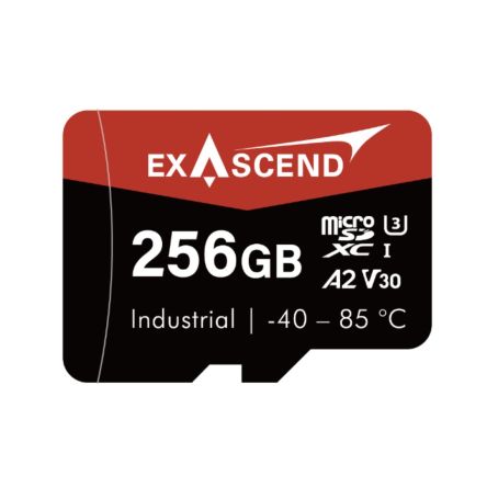 Exascend 256 GB Industrial MicroSDXC Micro SD Card, A2, Class 10, UHS-1 (U3), V30 [EX256GUSDV30-IDE]; 630-097