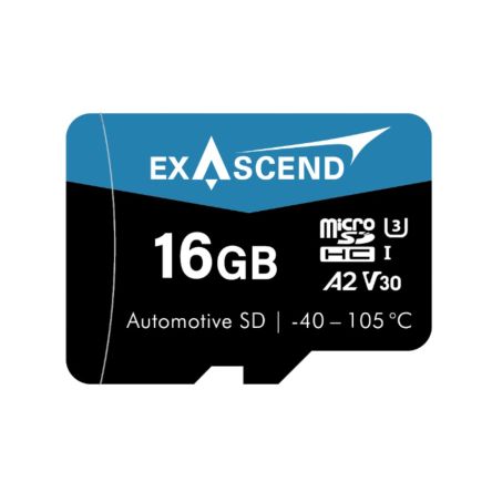 Exascend 16 GB Industrial MicroSDHC Micro SD Card, A2, Class 10, UHS-1 (U3), V30 [EX16GUSDV30-PTDE]; 630-100