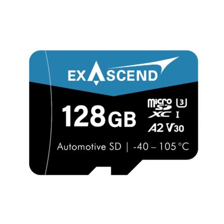 Exascend 128 GB Industrial MicroSDXC Micro SD Card, A2, Class 10, UHS-1 (U3), V30 [EX128GUSDV30-TDE]; 630-103