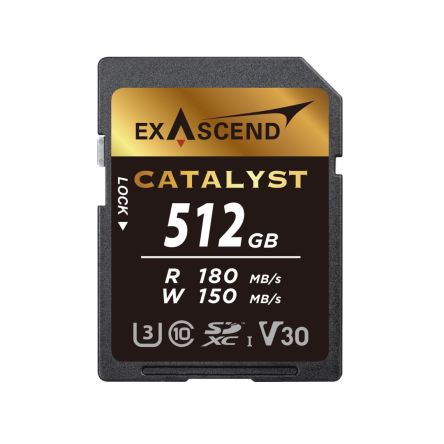 Exascend 512 GB SDXC SD Card, Class 10, UHS-1 (U3), V30 [EX512GSDU1]; 630-109