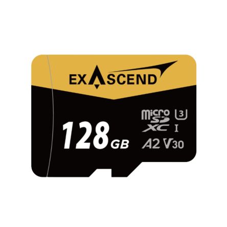 Exascend 128 GB MicroSDXC Micro SD Card, A2, Class 10, UHS-1 (U3), V30 [EX128GUSDU1]; 630-113